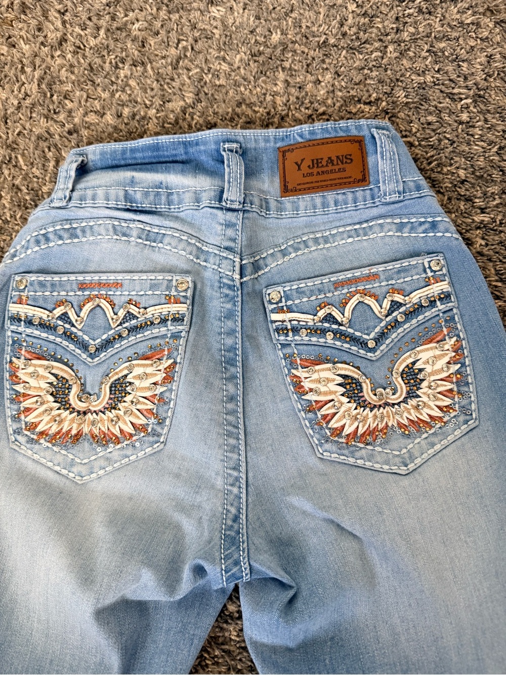 Light Blue Embellished Skinny Jeans